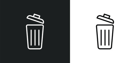 trash can open icon isolated in white and black colors. trash can open outline vector icon from tools and utensils collection for web, mobile apps and ui.