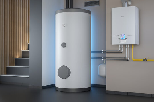 Boiler room - gas heating system, 3d illustration