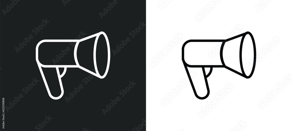 Poster megaphone side view icon isolated in white and black colors. megaphone side view outline vector icon