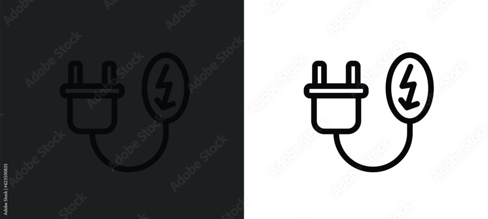 Poster electrical plug icon isolated in white and black colors. electrical plug outline vector icon from te