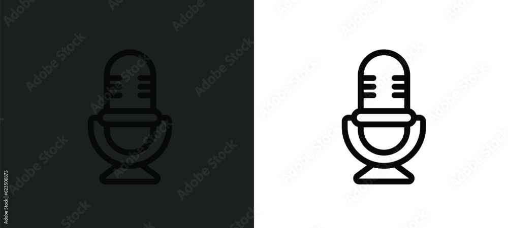 Poster big old microphone icon isolated in white and black colors. big old microphone outline vector icon f