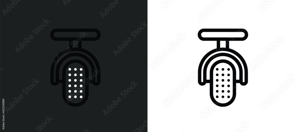 Poster microphone interface icon isolated in white and black colors. microphone interface outline vector ic