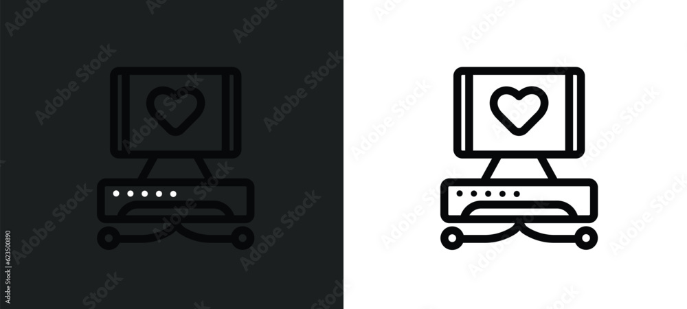 Poster electrocardiogram line icon isolated in white and black colors. electrocardiogram line outline vecto