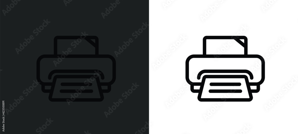 Poster printer tool icon isolated in white and black colors. printer tool outline vector icon from technolo