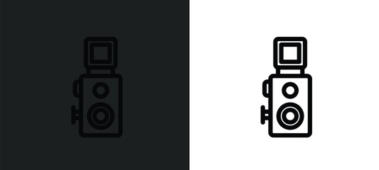 reflex photo camera icon isolated in white and black colors. reflex photo camera outline vector icon from technology collection for web, mobile apps and ui.