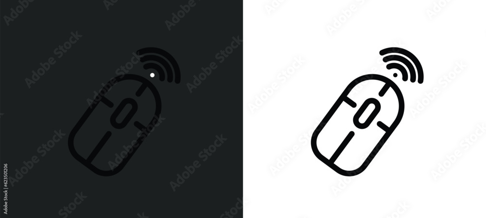 Poster wireless mouse icon isolated in white and black colors. wireless mouse outline vector icon from tech