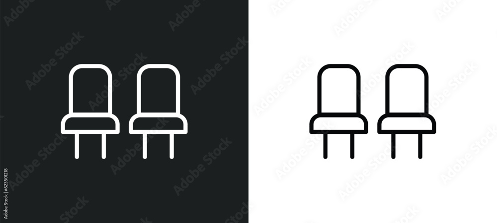 Poster chairs icon isolated in white and black colors. chairs outline vector icon from technology collectio