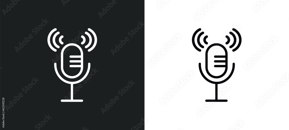 Poster microphone voice icon isolated in white and black colors. microphone voice outline vector icon from 