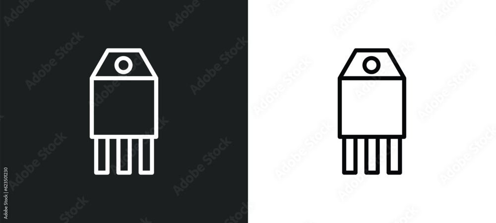 Aufkleber transistor icon isolated in white and black colors. transistor outline vector icon from technology c