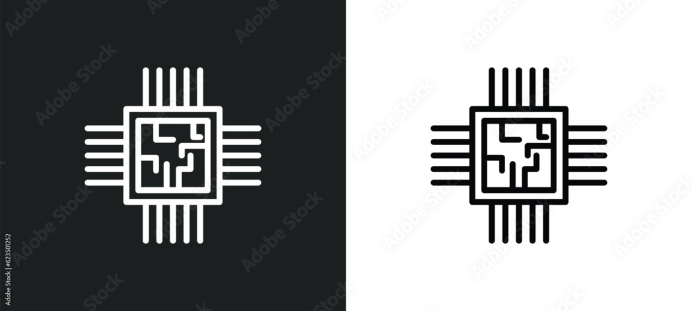 Poster big chip icon isolated in white and black colors. big chip outline vector icon from technology colle