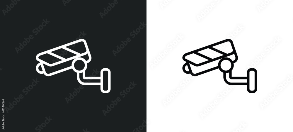 Poster security cam icon isolated in white and black colors. security cam outline vector icon from technolo