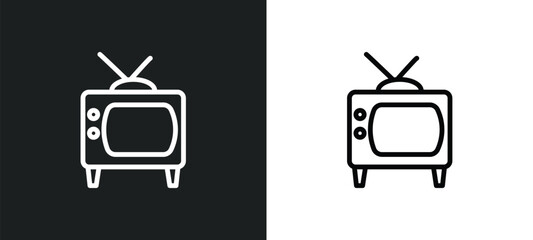 old television icon isolated in white and black colors. old television outline vector icon from technology collection for web, mobile apps and ui.