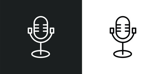old mic icon isolated in white and black colors. old mic outline vector icon from technology collection for web, mobile apps and ui.