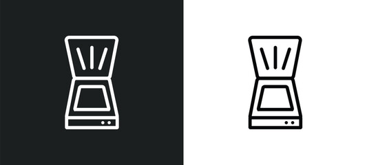 scanner with cover icon isolated in white and black colors. scanner with cover outline vector icon from technology collection for web, mobile apps and ui.