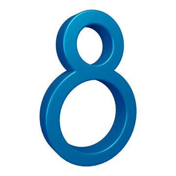 3d blue number 8 design for math, business and education concept 