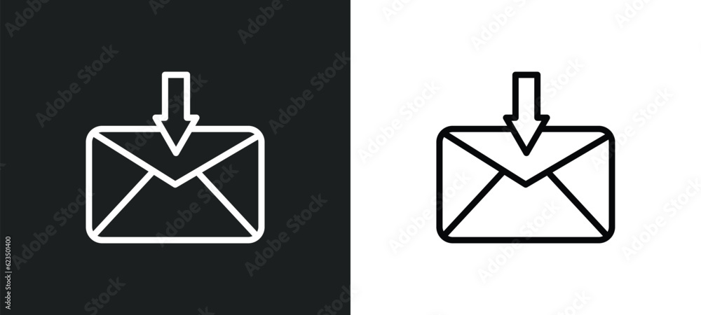 Poster received icon isolated in white and black colors. received outline vector icon from technology colle