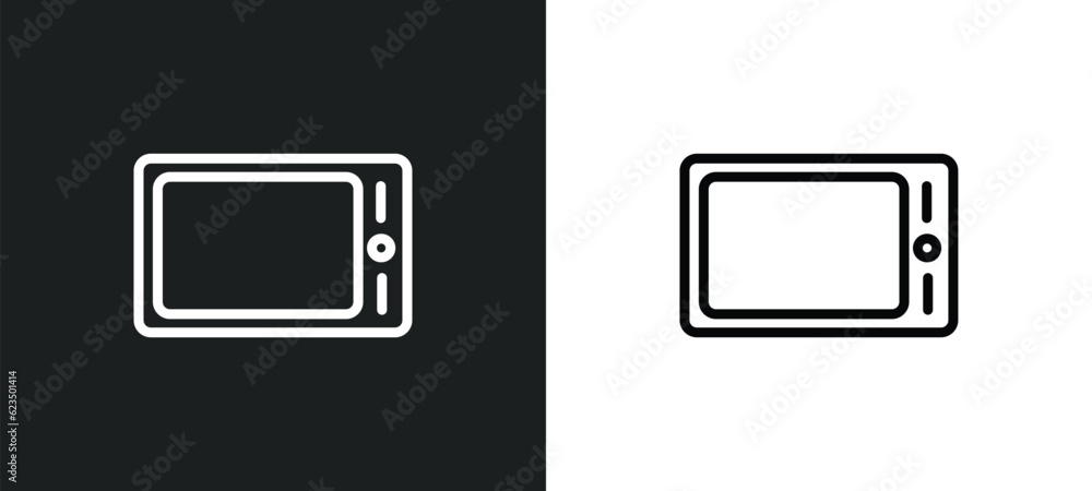 Poster horizontal tablet icon isolated in white and black colors. horizontal tablet outline vector icon fro