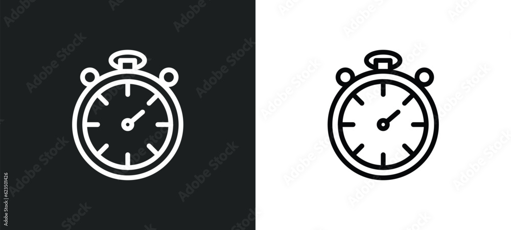 Poster stopwatch running icon isolated in white and black colors. stopwatch running outline vector icon fro