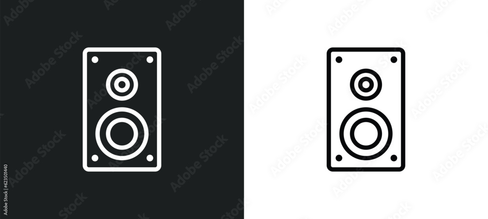 Poster sound box icon isolated in white and black colors. sound box outline vector icon from technology col