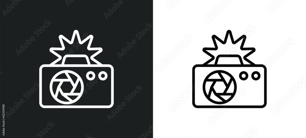 Poster camera flash icon isolated in white and black colors. camera flash outline vector icon from technolo