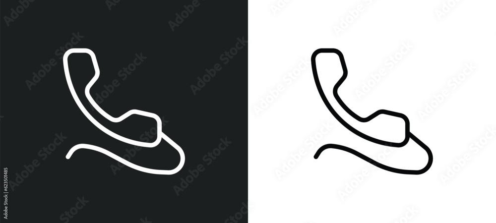 Poster phone with wire icon isolated in white and black colors. phone with wire outline vector icon from te