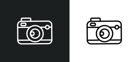 vintage digital camera icon isolated in white and black colors. vintage digital camera outline vector icon from technology collection for web, mobile apps and ui.