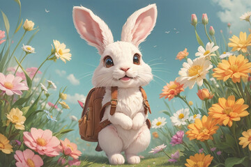 Obraz premium easter bunny with easter eggs, Generative AI