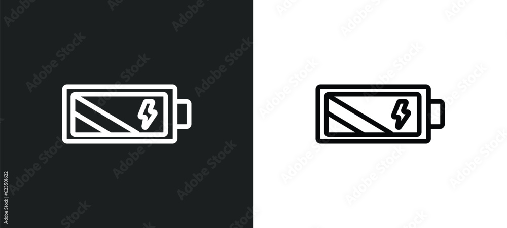 Poster battery power icon isolated in white and black colors. battery power outline vector icon from techno