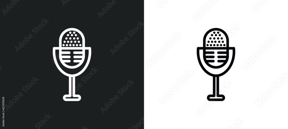 Poster radio microphone icon isolated in white and black colors. radio microphone outline vector icon from 