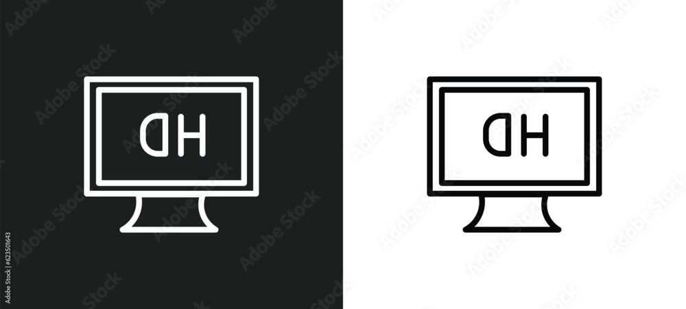 Poster hd monitor icon isolated in white and black colors. hd monitor outline vector icon from technology c