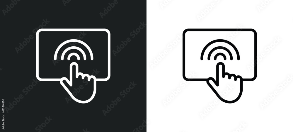 Poster touchscreen icon isolated in white and black colors. touchscreen outline vector icon from technology