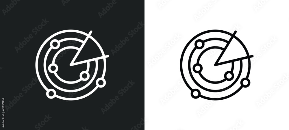 Aufkleber radar sweep icon isolated in white and black colors. radar sweep outline vector icon from technology