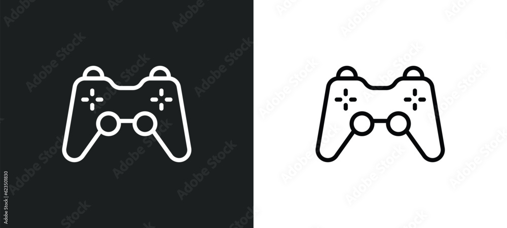 Poster video game controller icon isolated in white and black colors. video game controller outline vector 