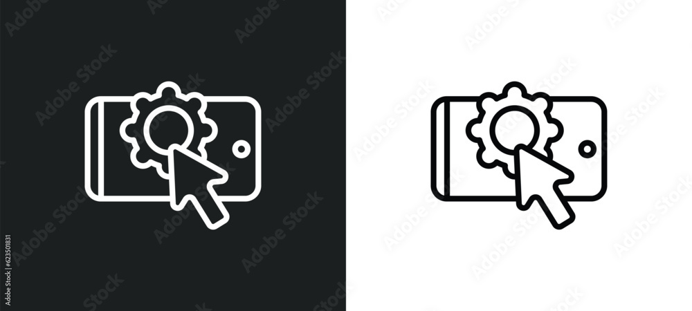 Poster interaction icon isolated in white and black colors. interaction outline vector icon from technology