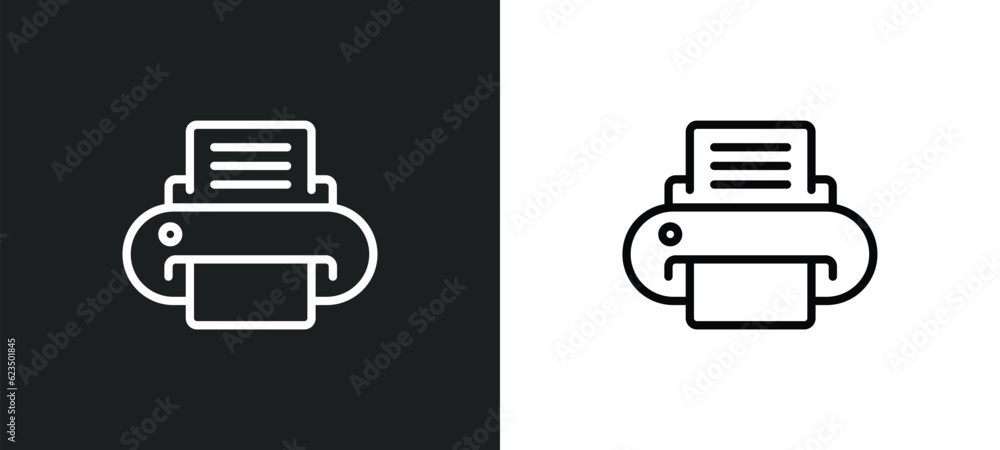 Poster paper printer icon isolated in white and black colors. paper printer outline vector icon from techno