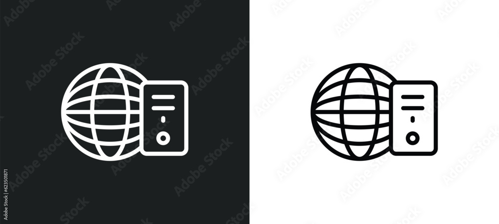 Poster web servers icon isolated in white and black colors. web servers outline vector icon from technology