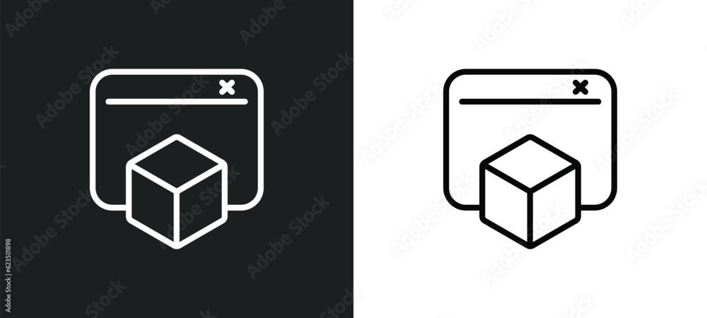 Aufkleber virtual box icon isolated in white and black colors. virtual box outline vector icon from technology
