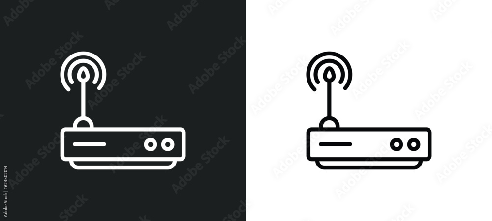 Poster routers icon isolated in white and black colors. routers outline vector icon from technology collect
