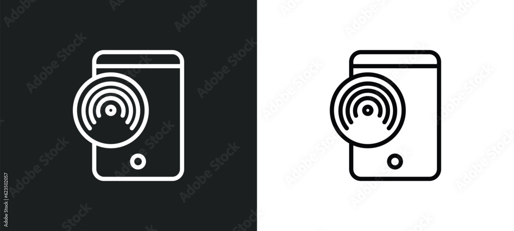 Poster native apps icon isolated in white and black colors. native apps outline vector icon from technology