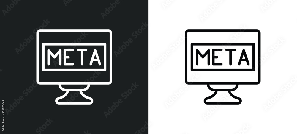 Poster meta elements icon isolated in white and black colors. meta elements outline vector icon from techno
