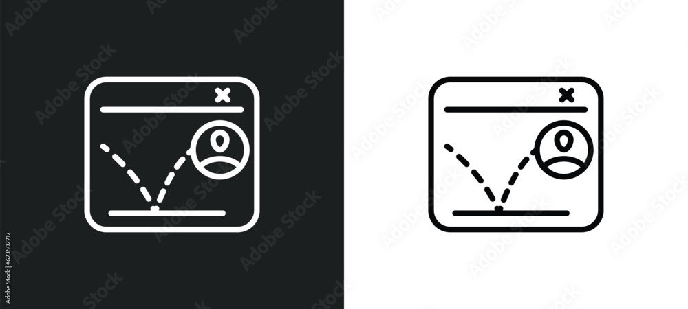 Aufkleber bounce rate icon isolated in white and black colors. bounce rate outline vector icon from technology