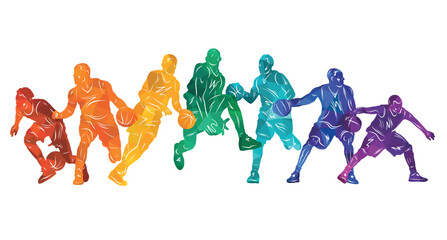 Basketball vector colorful illustration. Silhouettes of basketball players. © Aliaksei Chernev