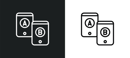 a/b testing icon isolated in white and black colors. a/b testing outline vector icon from technology collection for web, mobile apps and ui.