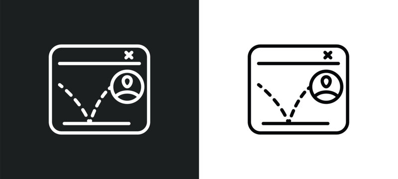 bounce rate icon isolated in white and black colors. bounce rate outline vector icon from technology collection for web, mobile apps and ui.