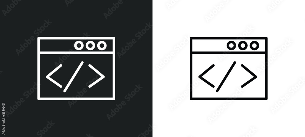 Poster web development icon isolated in white and black colors. web development outline vector icon from st