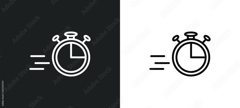 Poster quick icon isolated in white and black colors. quick outline vector icon from startup stategy and co