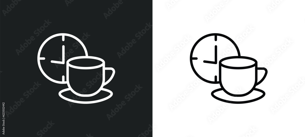Aufkleber coffee break icon isolated in white and black colors. coffee break outline vector icon from startup 