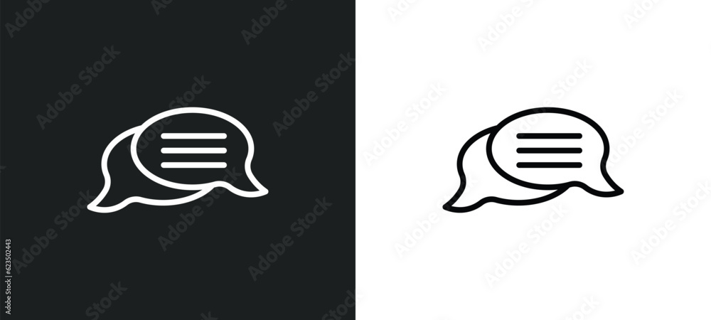 Poster discussion icon isolated in white and black colors. discussion outline vector icon from startup stat