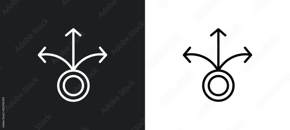 Poster decision icon isolated in white and black colors. decision outline vector icon from startup stategy 