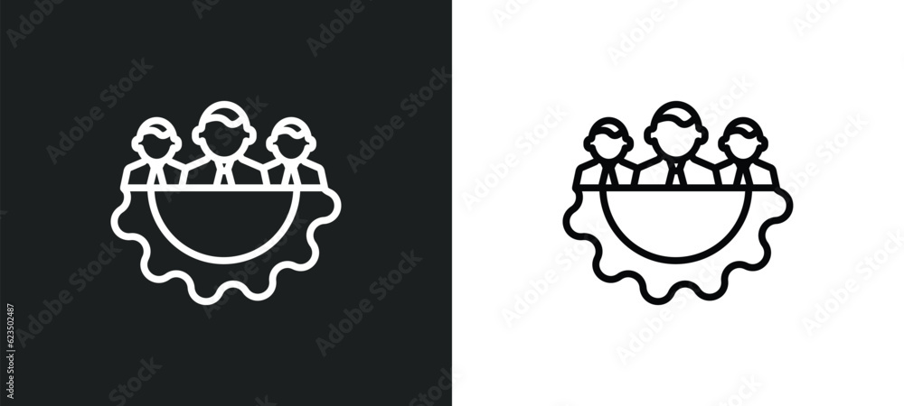 Poster management icon isolated in white and black colors. management outline vector icon from startup stat